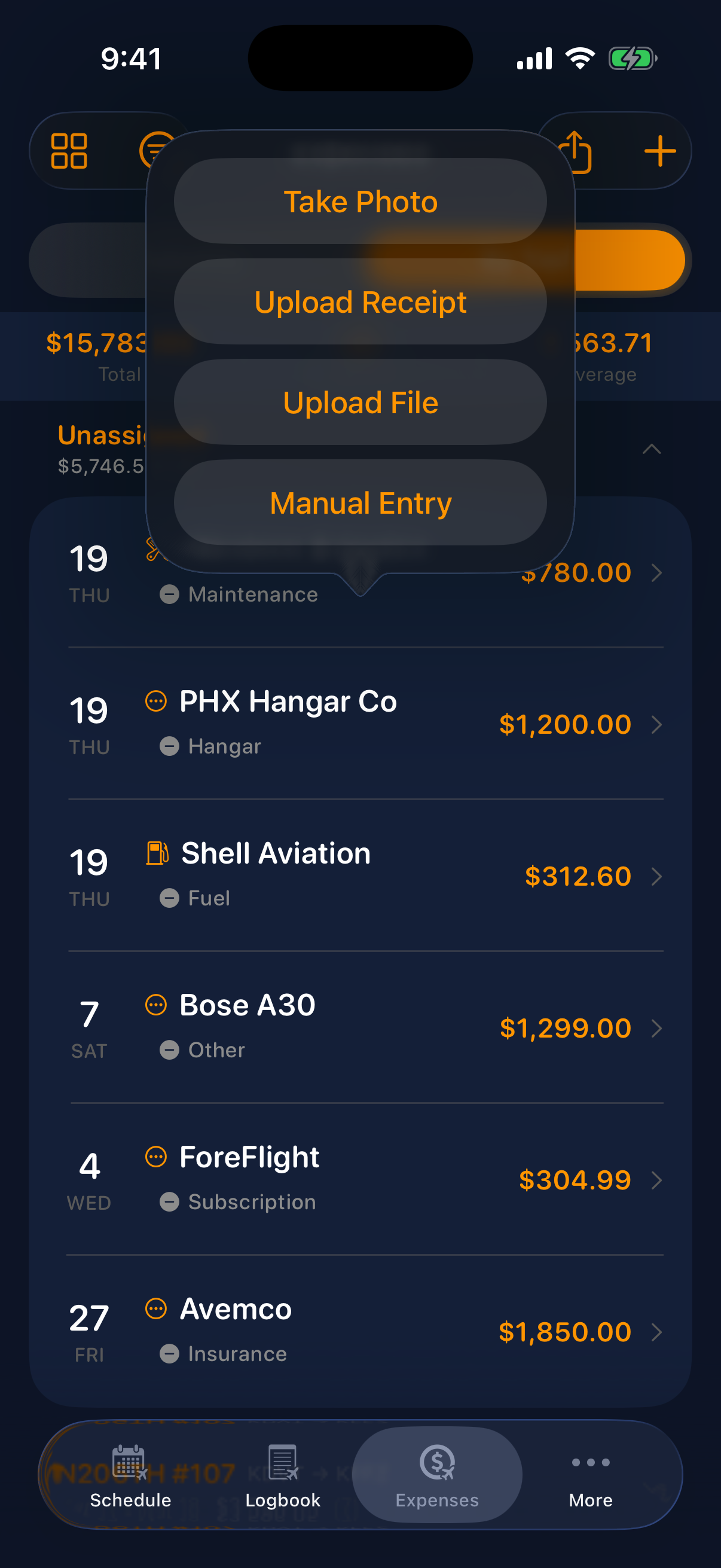 Sky Duty receipt scanning on iPhone